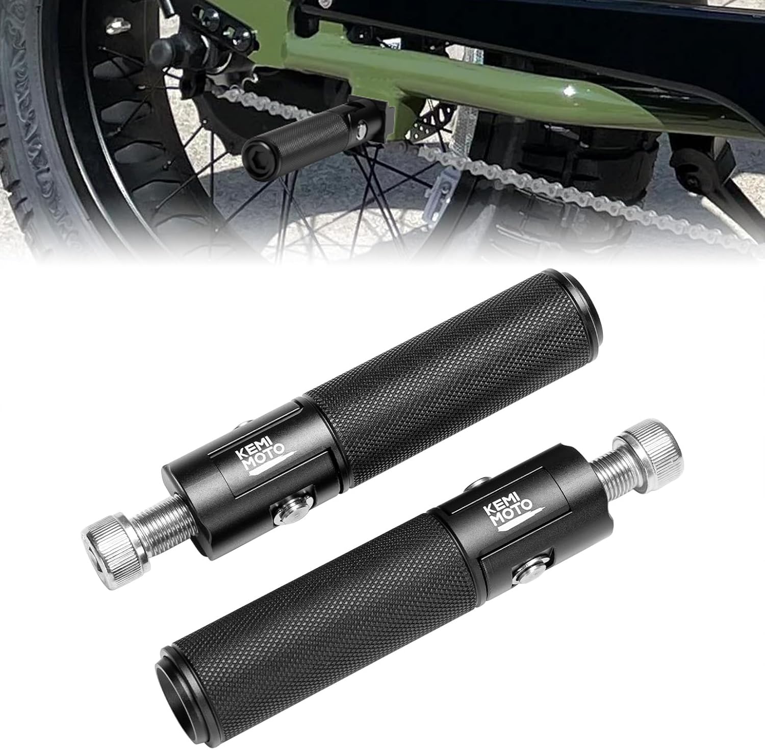 KEMIMOTO Folding Foot Pegs Universal M12 Install Bolts Electric Bike Compatible with Super 73 S2/RX/R/Z/ZX CNC Aluminum Motorcycle Bicycle EBike Foldable Footrests Pedals Passenger Footpegs