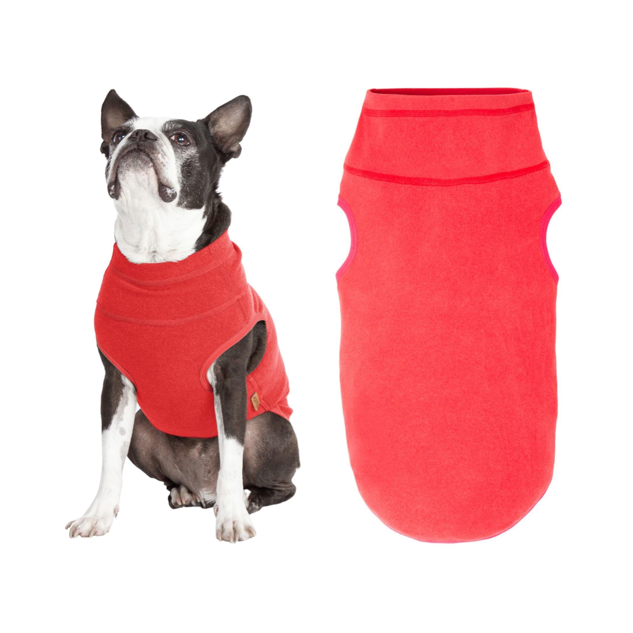 Gooby Microfiber Stretch Fleece Vest Dog Sweater - Tomato Red, Small - Warm Pullover Microfiber Fleece Dog Jacket for Small to Large Dogs