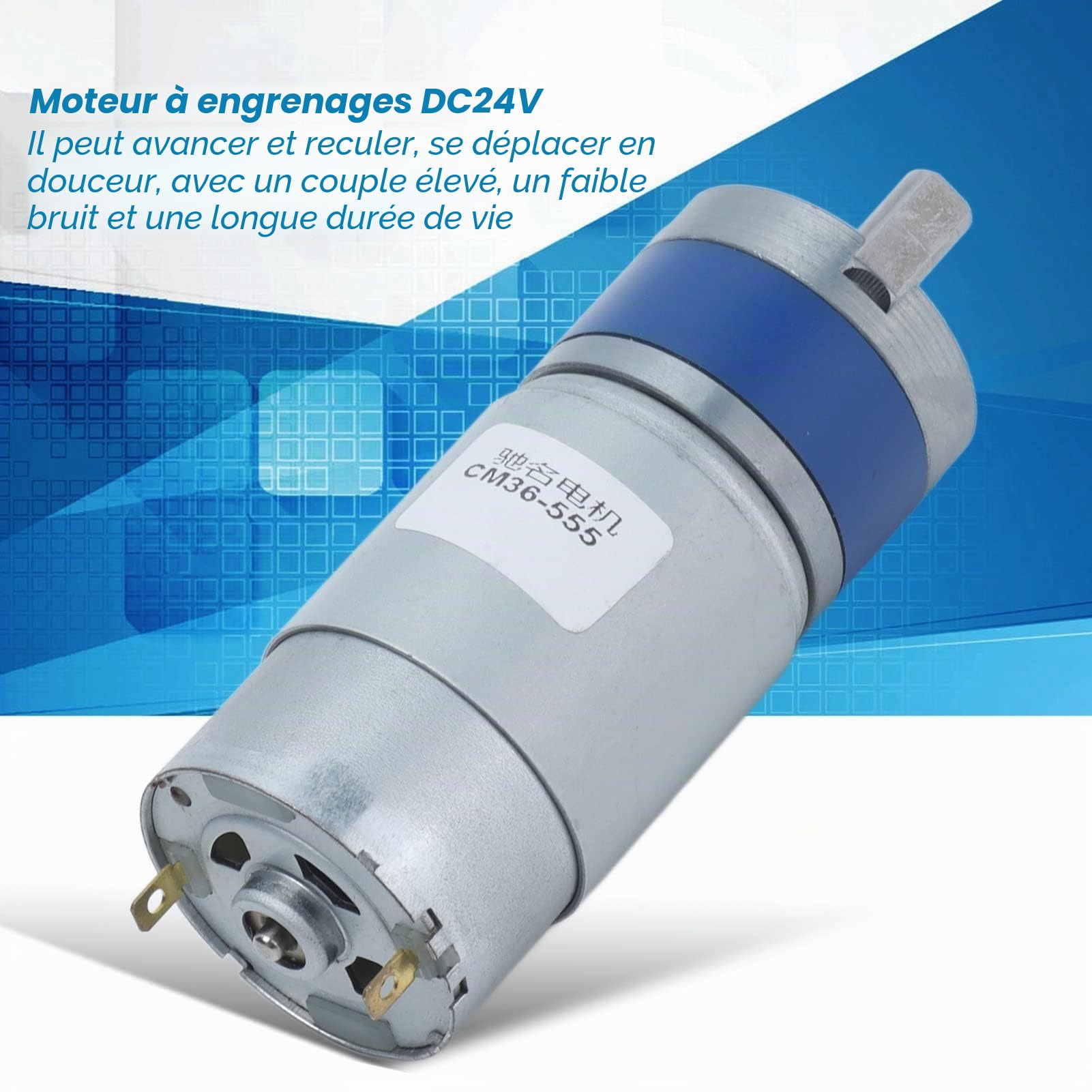 CM36-555 Moteur à Engrenages Planétaires, Moteur à Engrenages CC, Réduction des Performances Stables, Moteur Engrenages CC Grande Torsion Faible Bruit 24 V Pour Robots Bureau Domicile (120RPM)