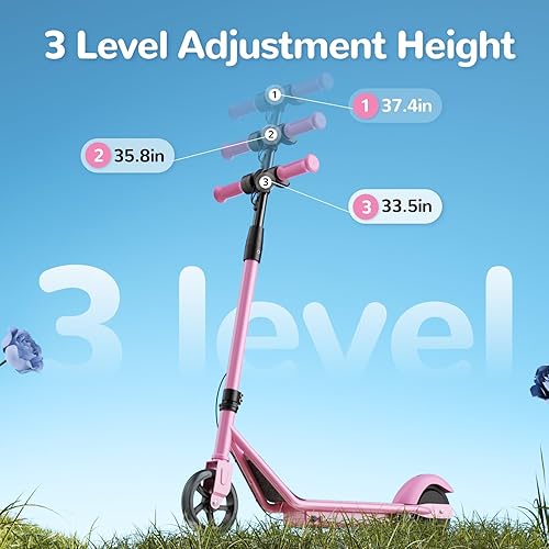 Miniatura 3 de isinwheel Patinete eléctrico para niños de 6 a 12 años, motor de 150 W, velocidades de 610 MPH, luces coloridas, altura ajustable, scooter eléctrico