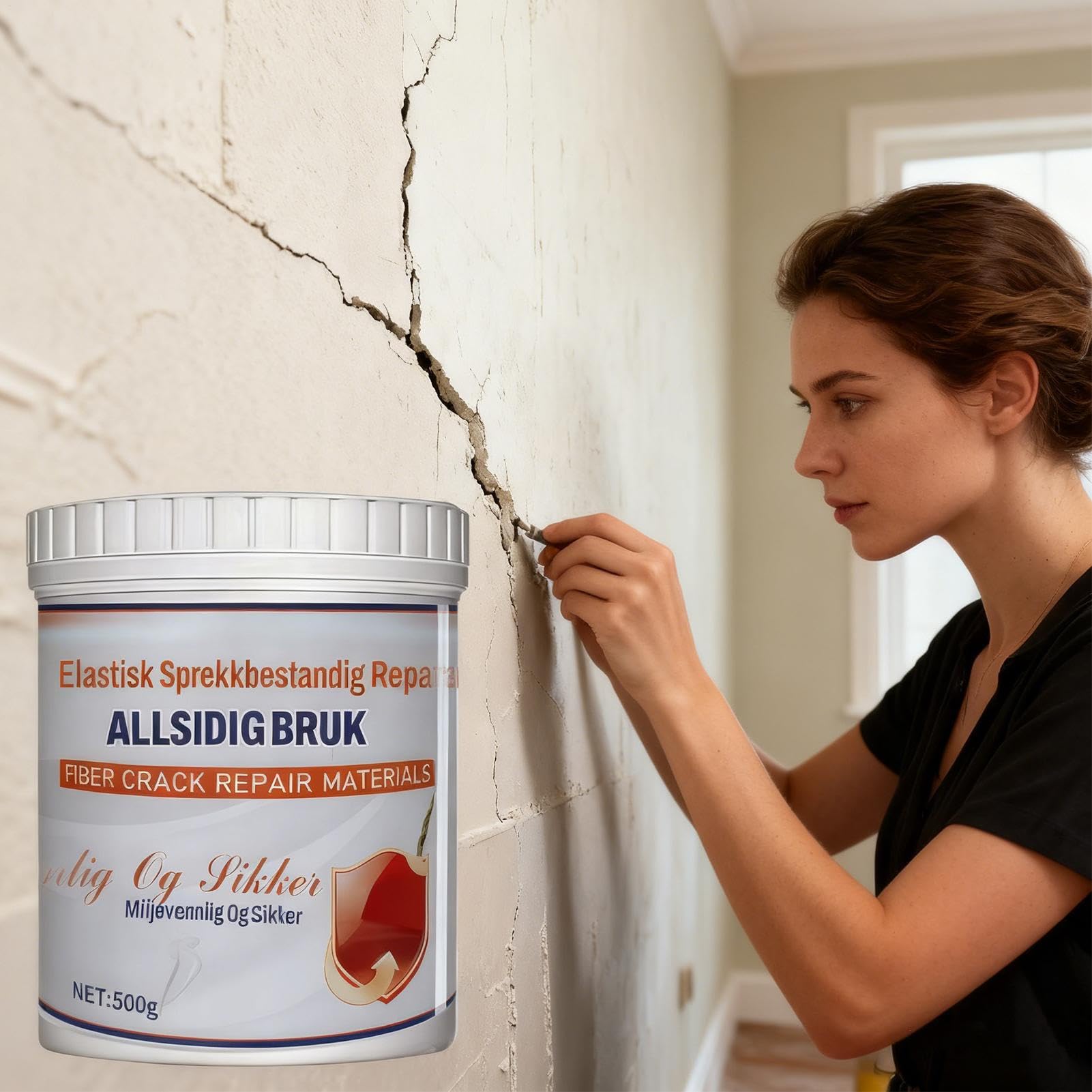 Stucco per Pareti | Pasta Riempitivo Impermeabile - 500 G Sigillante Per Crepe Ad Alta Elasticità,Per Legno resina Soffitto Bagno Soggiorno Casa Patio Interno Esterno