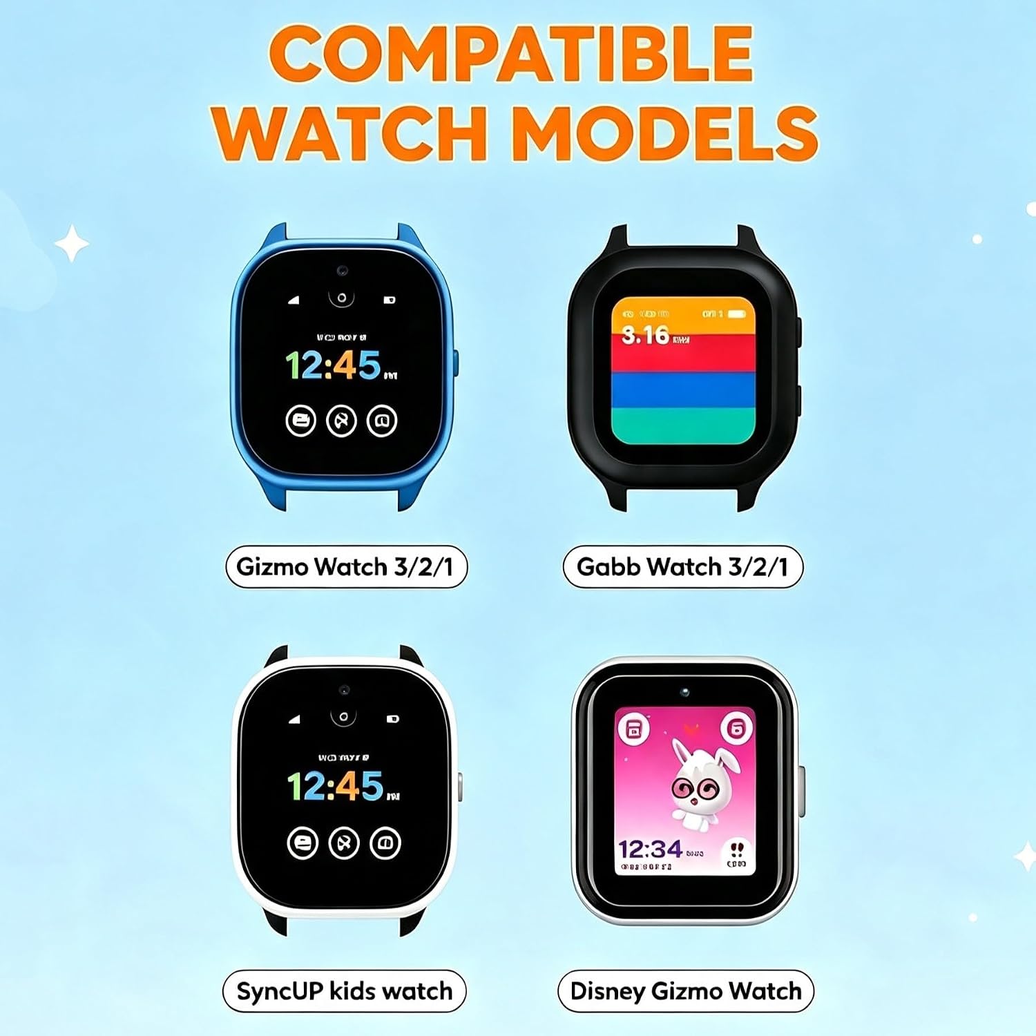 4 Pack Kids Scrunchie Bands Compatible with Gizmo Watch 3 2 1/Gabb Watch 3e 3 2 1/Sync UP Watch/Cosmo Jr Track Watch, 20mm Stretchy Solo Loop Cute Band for Boys & Girls image 2