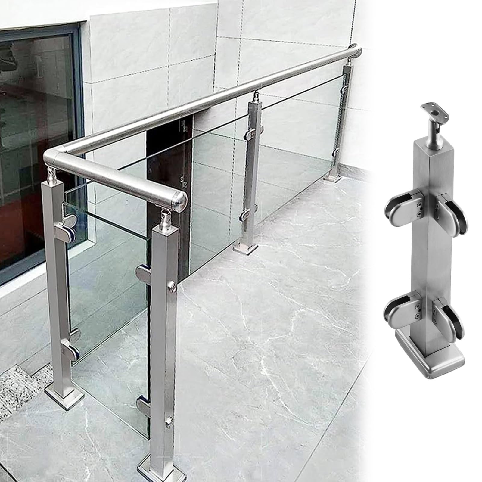Poteau de garde-corps inox 130 cm pour escalier intérieur et couloir de maison