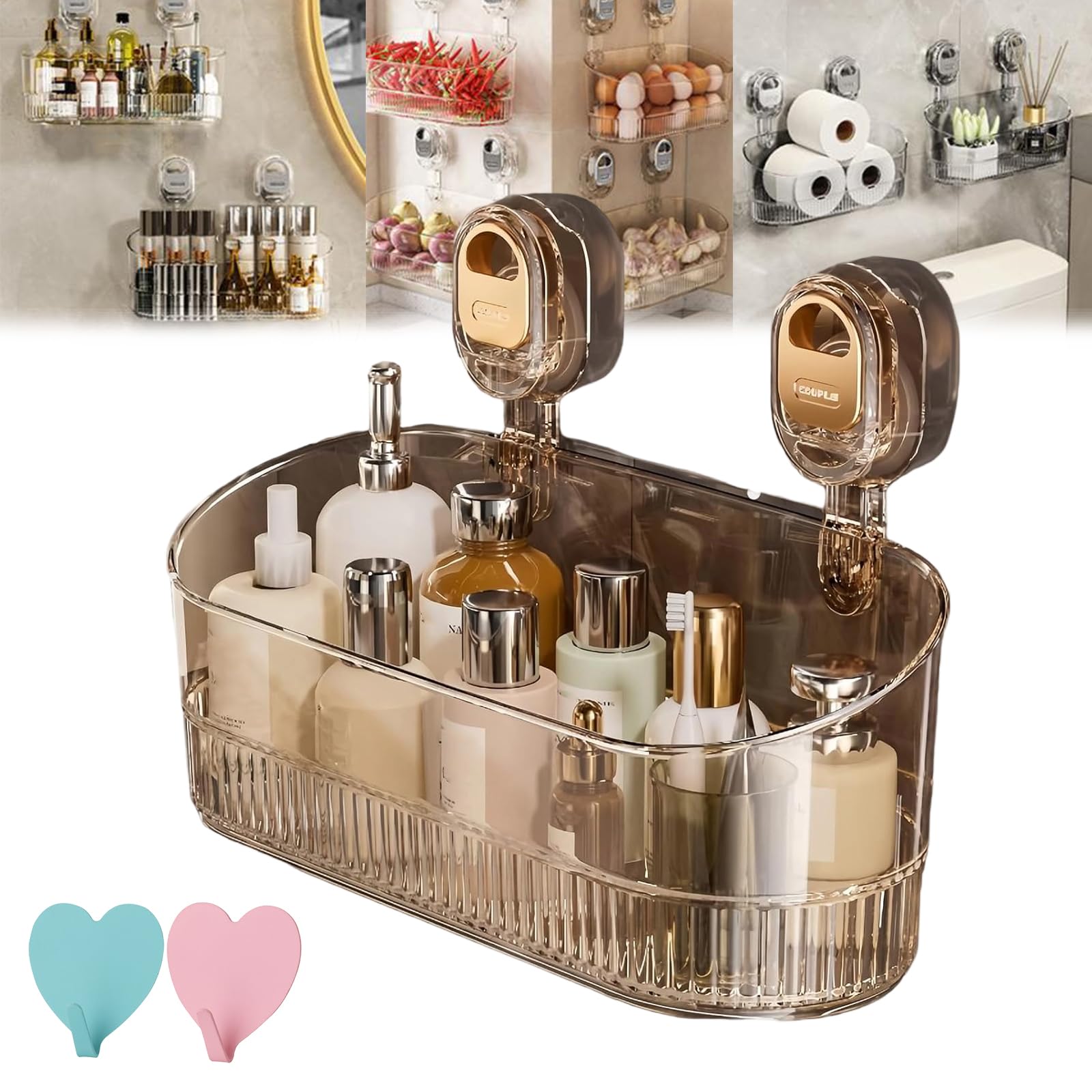 Gugliet No Drill Bathroom Drain Rack 2026 Upgraded No-Drill Bathroom Suction Storage Box Large Capacity Strong Load-Bearing Removable