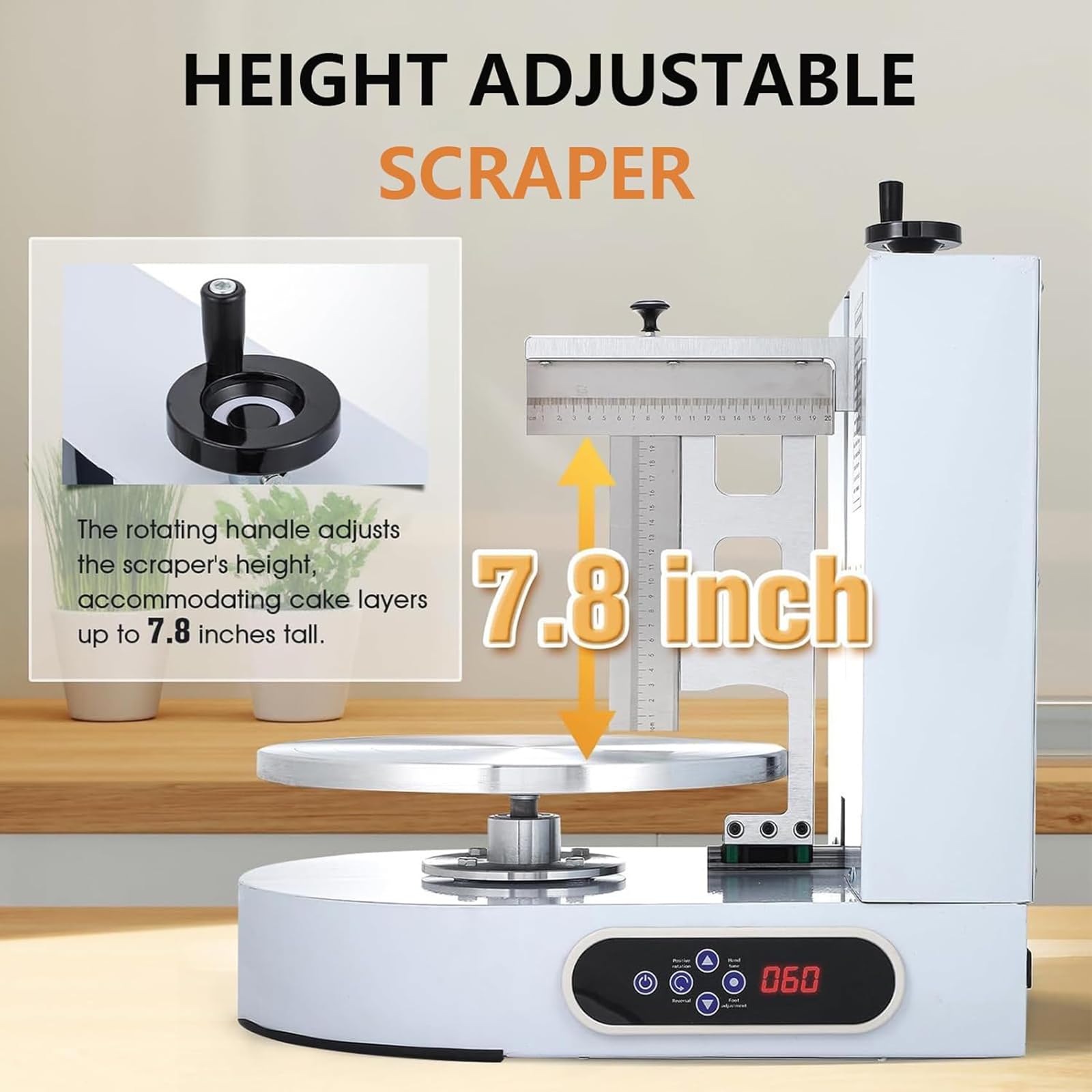 Máquina eléctrica para glaseado de Pasteles, esparcidora de Crema de Mantequilla, Grosor Ajustable y Control Inteligente para un Funcionamiento Suave y silencioso en Pasteles de 4 a 12 pulga