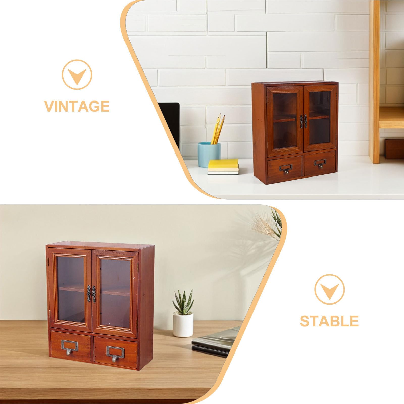 Doppelter Türschrank aus Holz im Vintage Stil mit vielfältigen Schubladen für Küchenorganisation und Schlafzimmernutzung