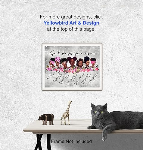 Miniatura 6 de Bible Verses Religious Wall Decor - God Says You Are - African American Women, Black Woman, Girls, Teens - Inspirational Christian Scripture Poster