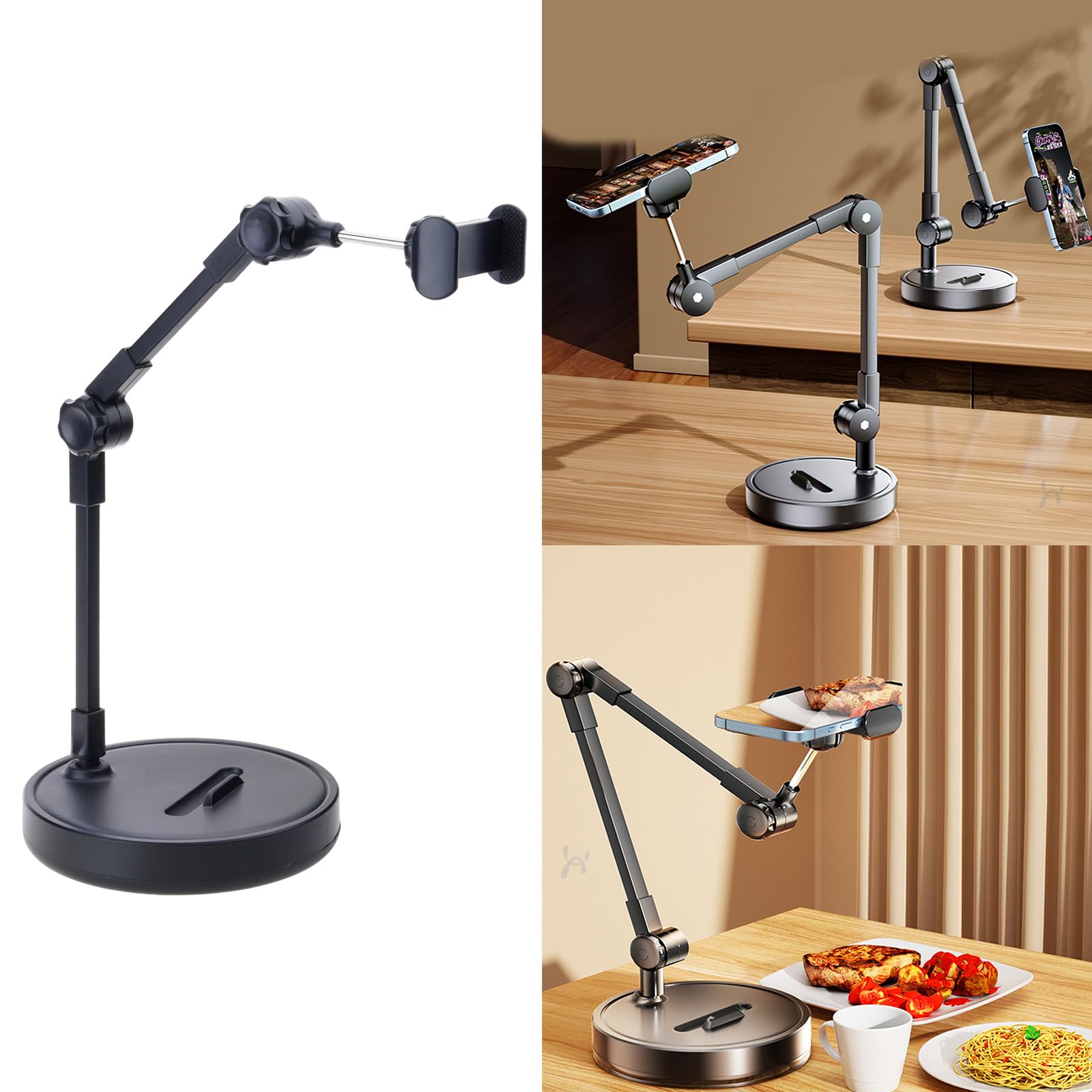 Supporto per telefono con fotocamera da soffitto per scrivania | Treppiede per supporto fotografico per supporto per telefono per registrazione video smartphone