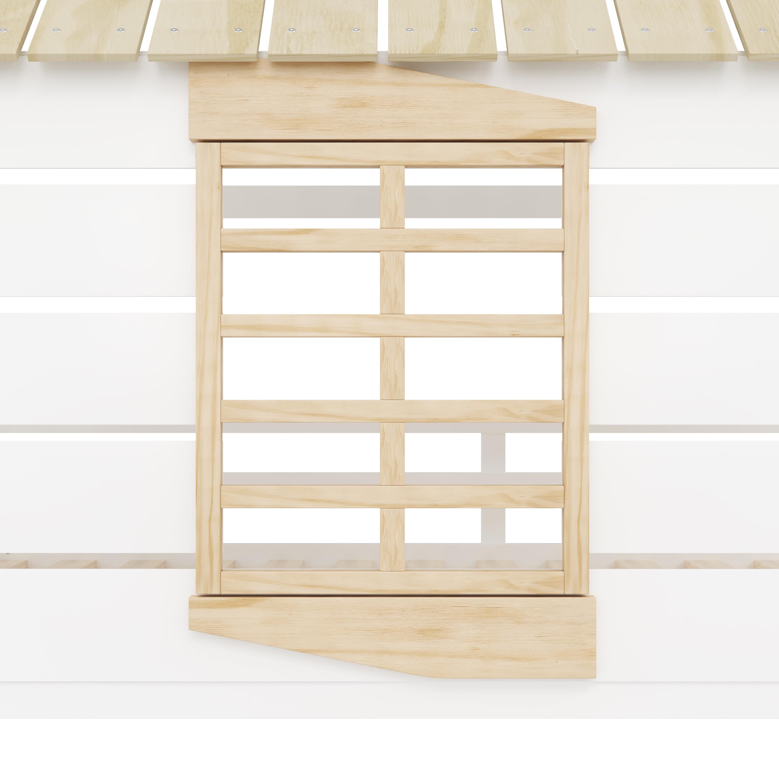 Letto a soppalco basso con scivolo, letto a soppalco con scivolo, 90x200 letto singolo con 2 cassetti, scala e protezione dalle cadute, senza materasso (bianco+naturale)