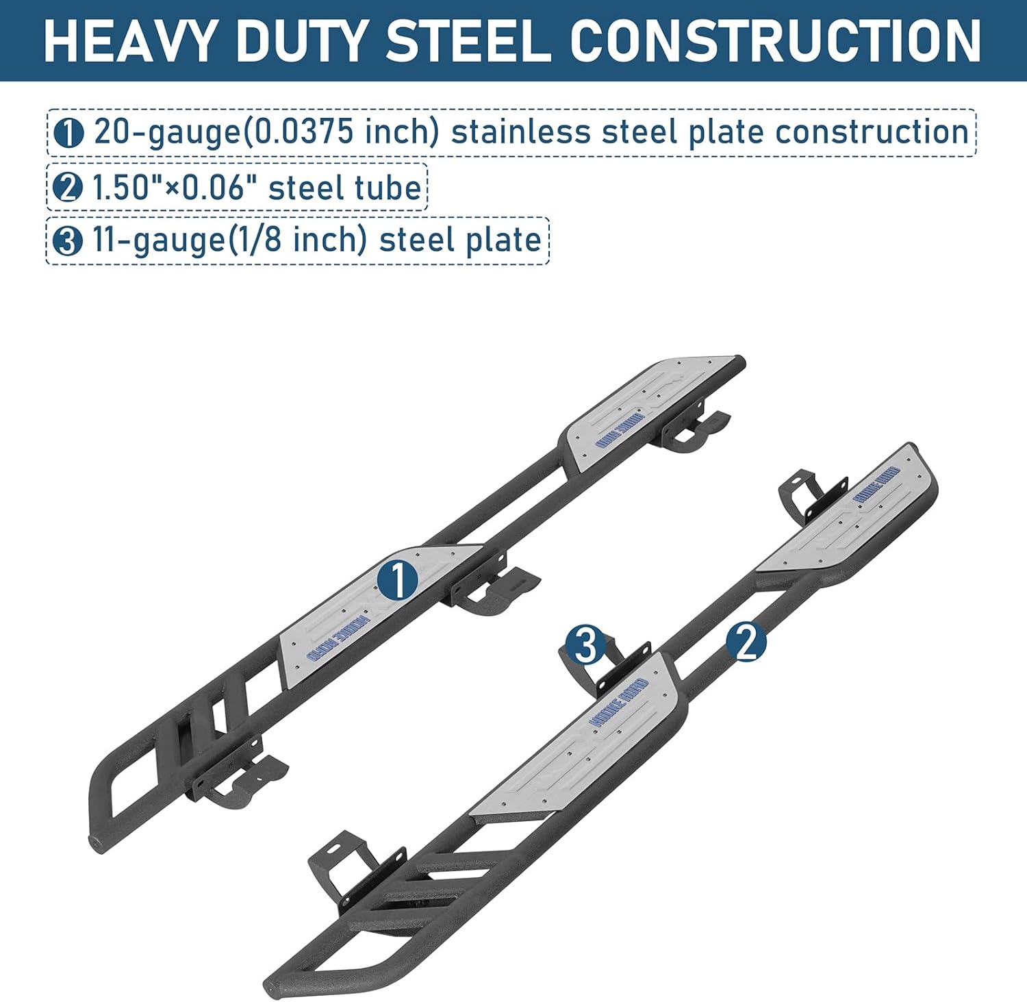 Hooke Road JL Running Board 4 Doors, Side Step Nerf Bars for 2018-2026 Jeep Wrangler JL 4-Door, Tubular Rock Sliders with 6.2" Wide Non-Slip Foot Pedal