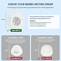Vista 2 de Paquete de 4 filtros de repuesto compatibles con herramientas eléctricas Black & Decker VF110 Dustbuster aspiradora inalámbrica CHV1410L CHV9610
