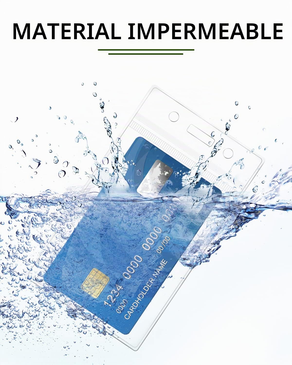 Teskyer 3 Piezas Porta Tarjetas Identificativas con Cordón, Transparente, Impermeable, Plástico, Suave, con Cremallera Resellable, Negro