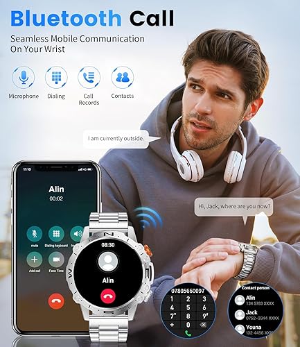Miniatura 2 de Relojes inteligentes para hombres, recordatorio de mensaje de llamada de voz, pantalla AMOLED de 1.43 pulgadas con monitor de actividad física de 24