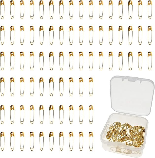 Tiny Safety Pins, 100 Pieces 20mm Small Dress Pin, Metal Art Craft Pins for Sew, Cloth with Storage Case - Gold