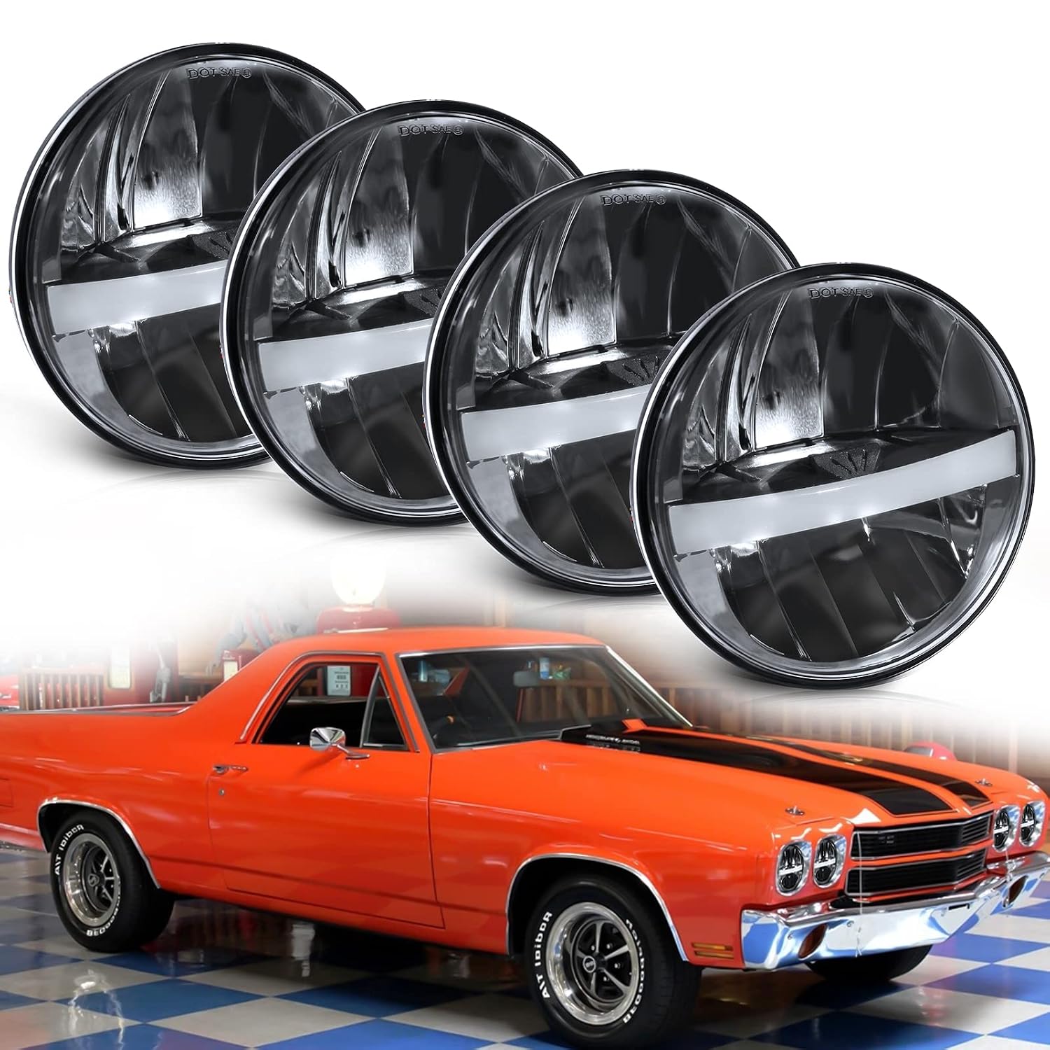 UNI-SHINE 5.75 inch quad LED headlights, set of 4, for classic muscle cars