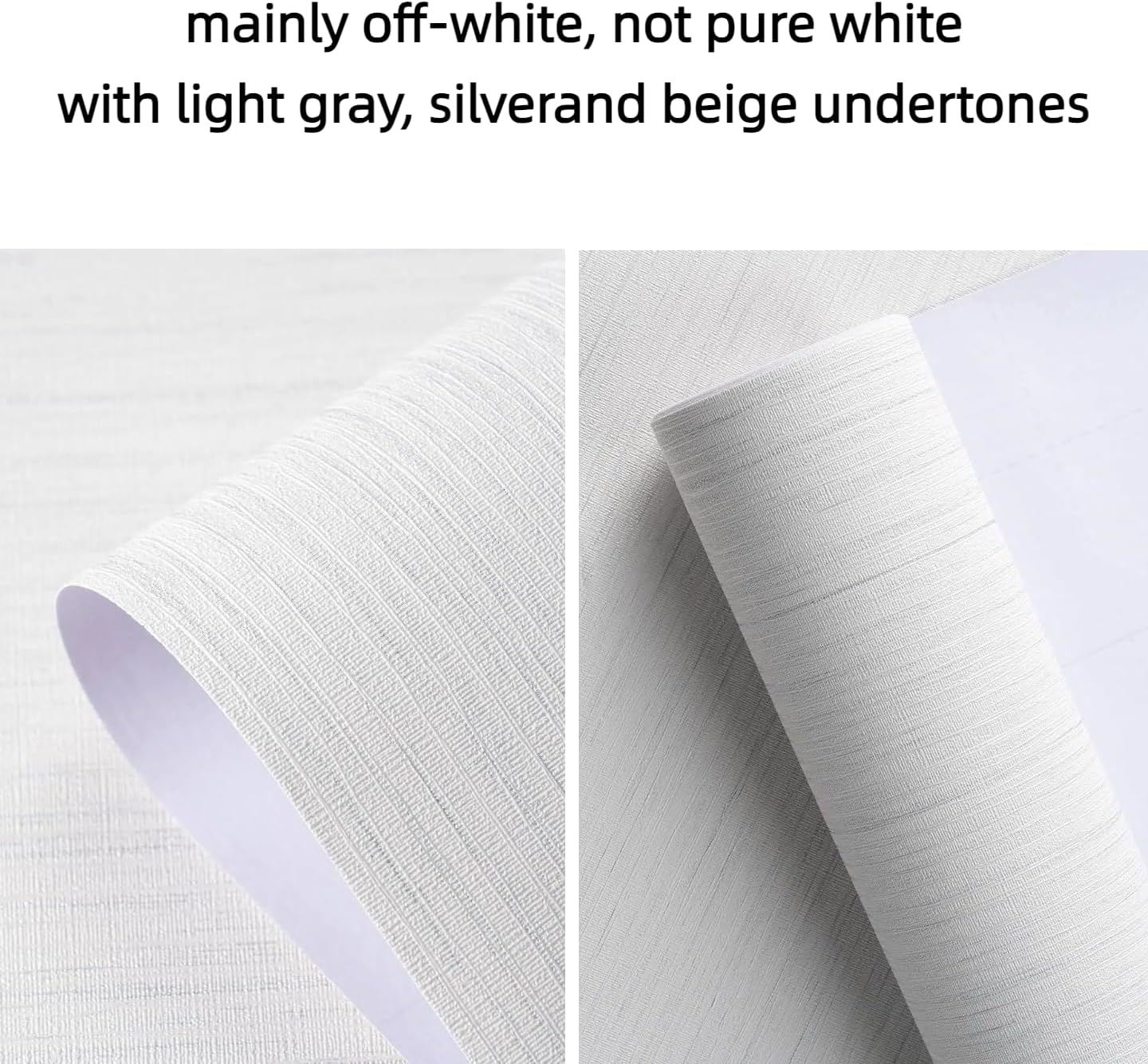 mamonhome Grasscloth Textured Wallpaper 24in X 393in Fabric Contact Paper White Wall Paper Linen Peel and Stick Self-Adhesive Thick Vinyl Embossed Film Wallpaper (White)