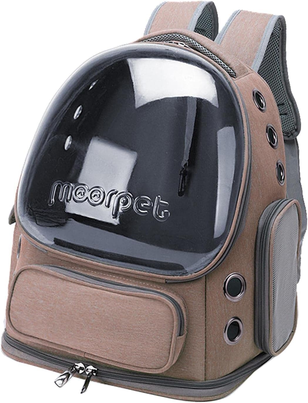 Katzenrucksack, Luftpolster-Tragetasche, Hunderucksack für kleine, mittelgroße Haustiere, Wanderrucksack (Khaki)