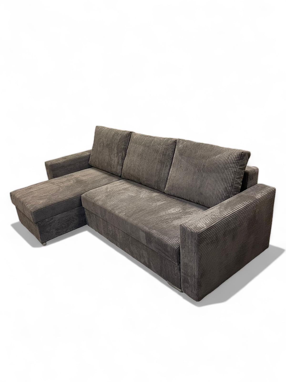 Narożnik Bravia z funkcją spania – Wolnostojący – Komfort i styl w minimalistycznej formie Automat ułatwiający rozkładnie – 235 x 140 x 90 cm – Zoom 6 (Brąz)
