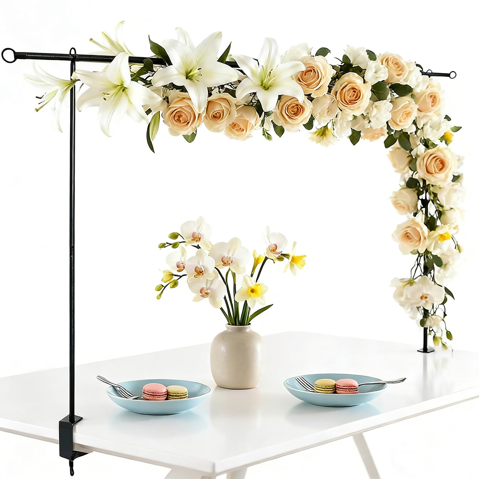Deko Tischbogen, Metall Verstellbarer Tischbogenständer 80-250cm Länge | Tisch Dekoration Halter Stange Rahmen für Hochzeiten, Geburtstage, Party Dekoration, Weihnachten, Ostern