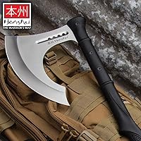 Vista 7 de HONSHU Karito Battle Axe with Leather Sheath - 7Cr13 Stainless Steel Blade, Impact-Resistant Injection-Molded Nylon Handle, EDM Textured - Tradition