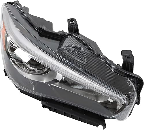 Miniatura 6 de CNCEST Proyector LED DRL Faro Faro de repuesto Lado derecho - Ajuste directo  Carcasa negra Lente transparente - Para Infiniti Q50 2014-2017 - Lado