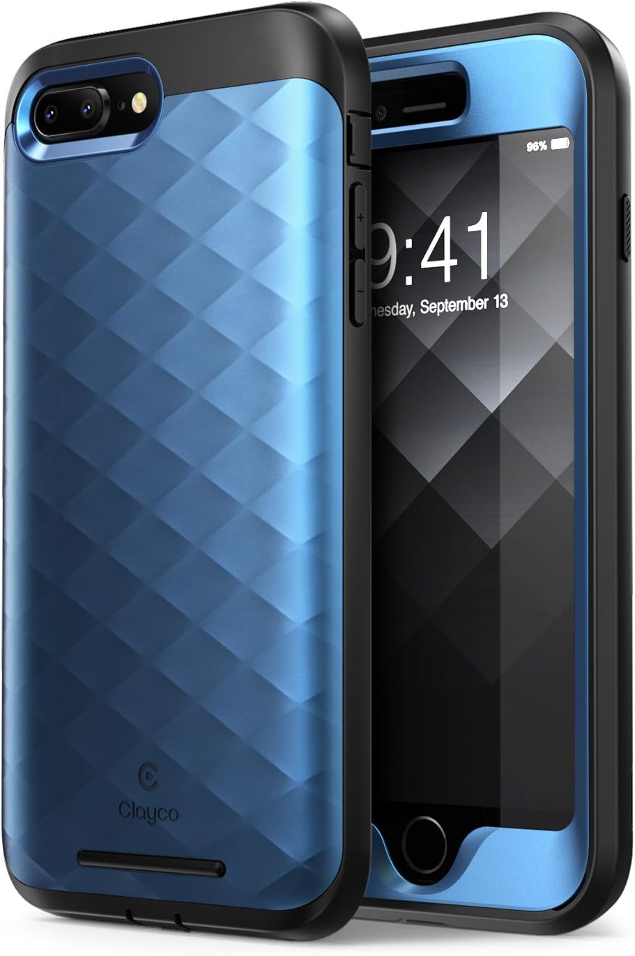 Clayco iPhone 8 Plus Case, Hera Series Full-Body Rugged Case with Built-in Screen Protector Compatible with Apple iPhone 7 Plus 2016/ iPhone 8 Plus 2017 (Blue)