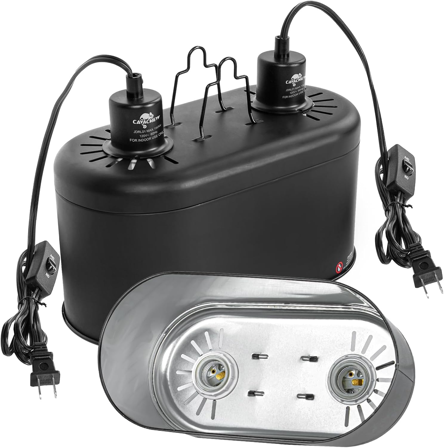 CAVACHEW Dual Reptile Light Fixture with Separate Switches