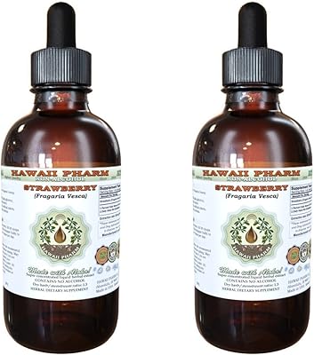 Strawberry Alcohol-Free Liquid Extract, Organic Strawberry Fragaria Vesca Dried Leaf Glycerite Natural Herbal Supplement, Hawaii Pharm, USA 2x2 fl.oz