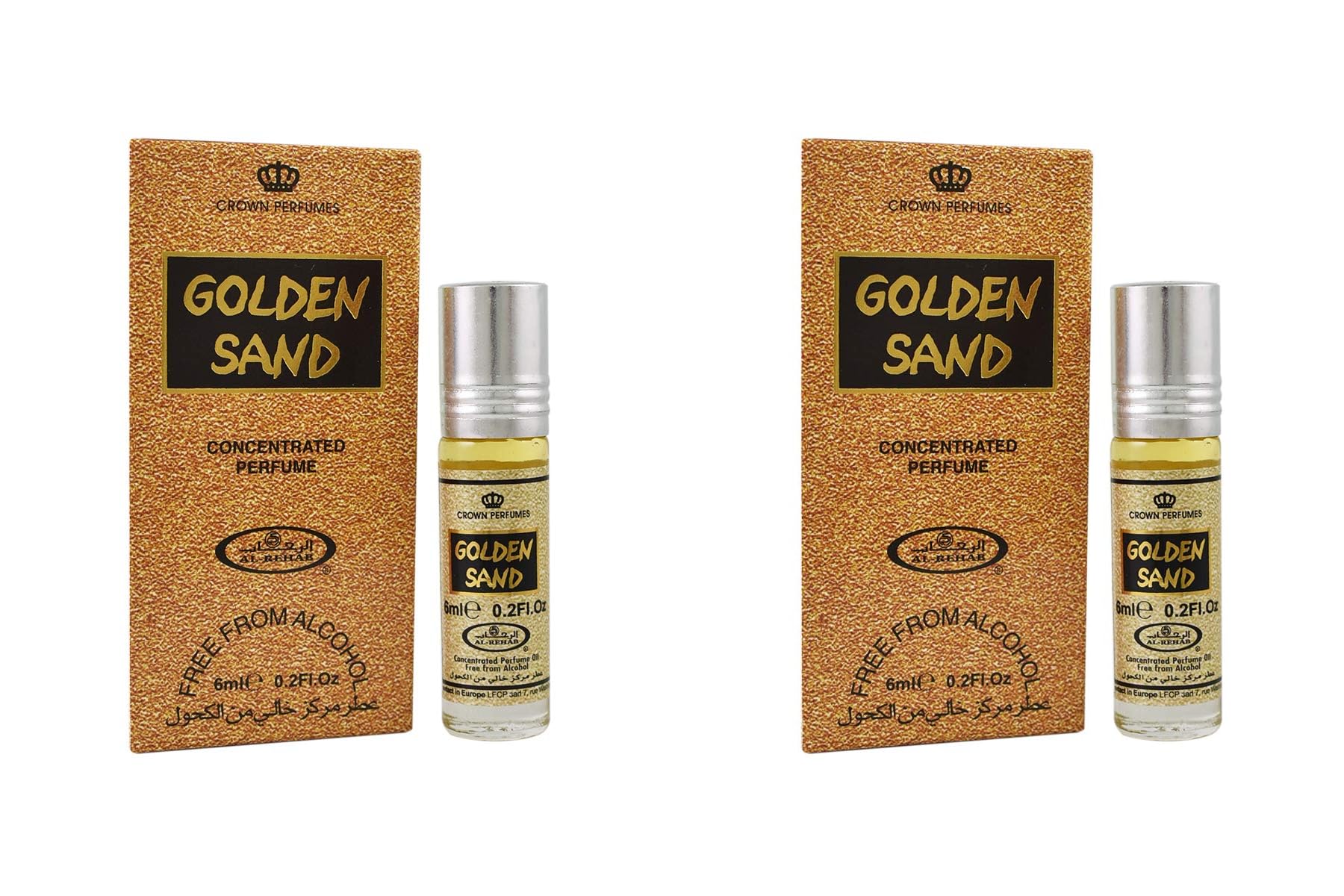 Golden Sand Concentrated Perfume Oil Roll-On 6ml (Pack of 2) | Long-Lasting Alcohol-Free Fragrance for Men & Women
