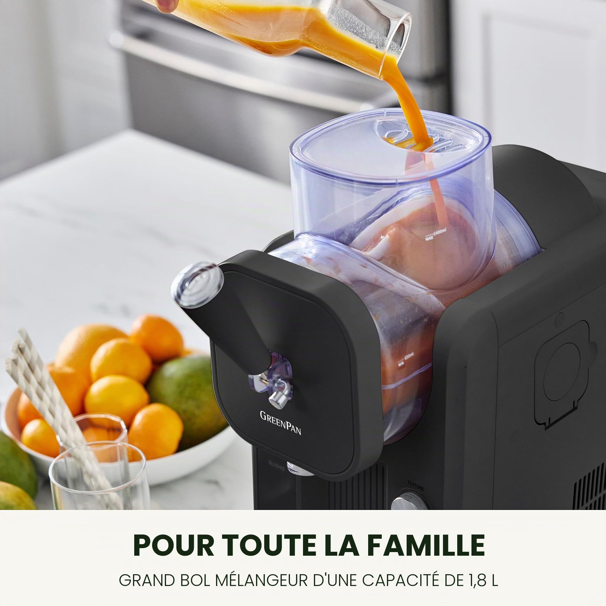 GreenPan Frost Sorbetière & Machine à Slushie, Glace Italienne, Sorbet, Milkshakes, Yaourt Glacé, Sans Pré-congélation, Prête en 15 Min, 15-en-1, 6 Modes, 7 Textures, Autonettoyante, Gris