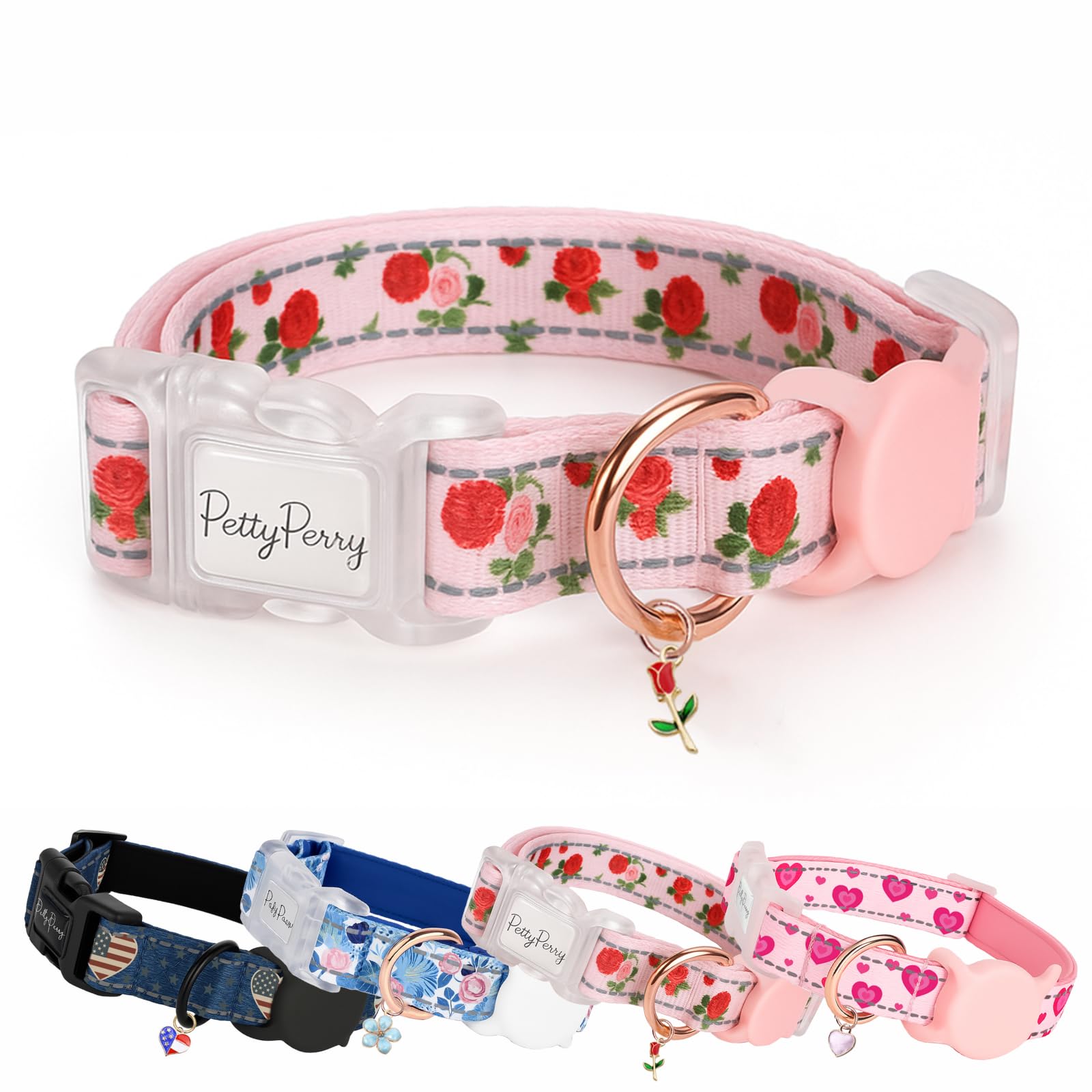 Collier pour chien avec support AirTag rose pour veiller sur lui