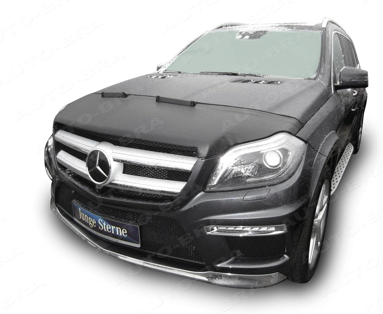 AB3-00151c Carbon Fiber Look Hood Bra Compatible with Mercedes GL GLS X166 2012-2016 Front End Nose Mask Bonnet Bra
