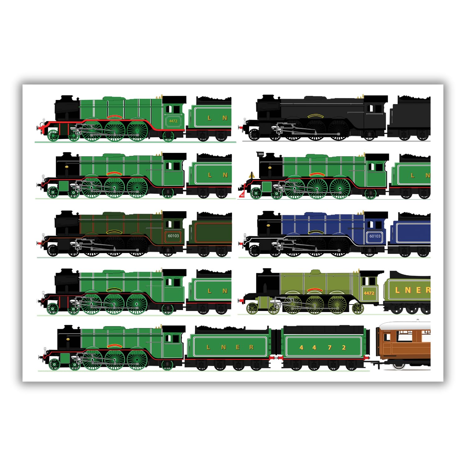 Coach House Partners Multi-Coloured Coach House Flying Scotsman A3 Print,