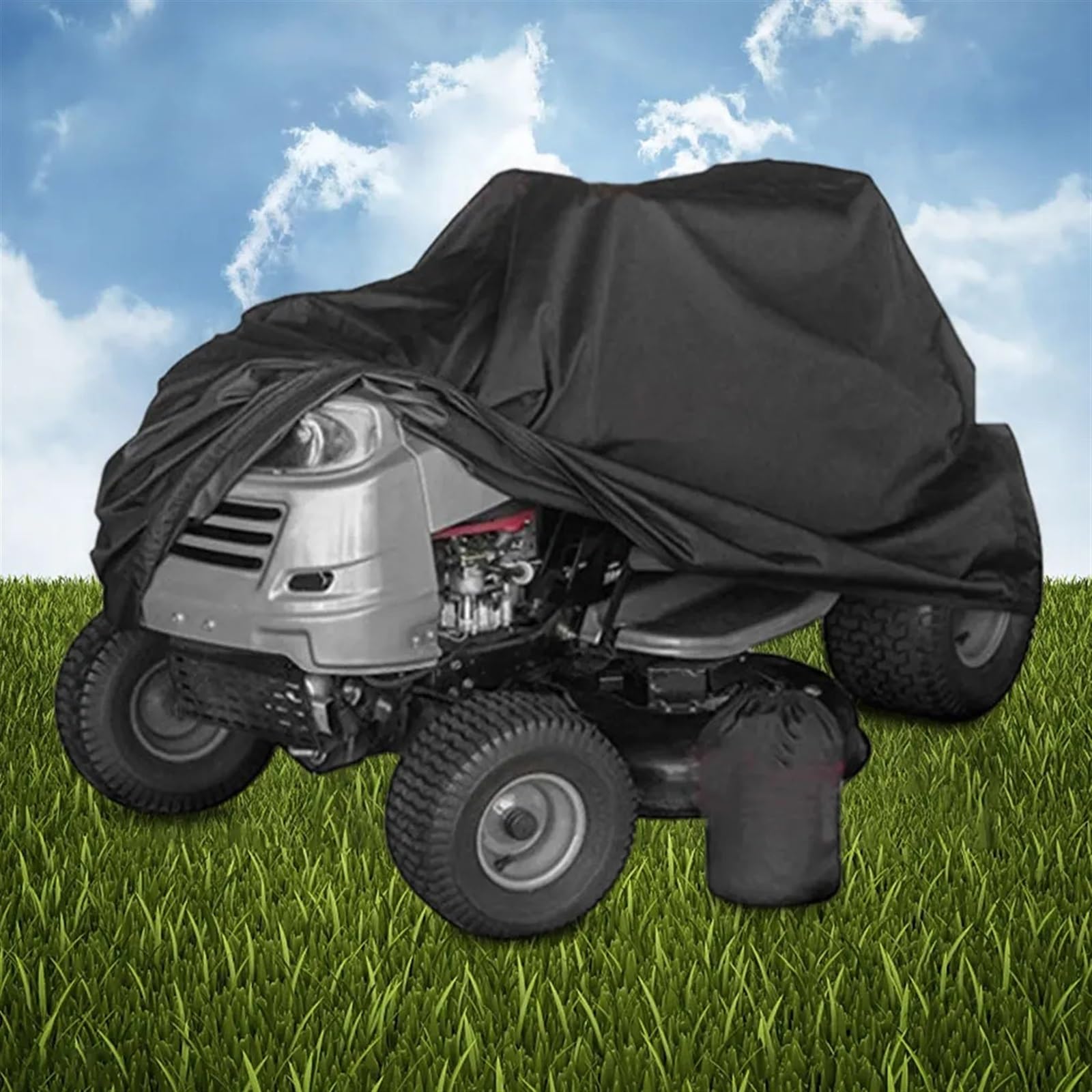 Funda para cortacésped autopropulsado, Funda for cortacésped, tractor de jardín, tela Oxford negra, 140 x 66 91 cm, con bolsa almacenamiento protectora