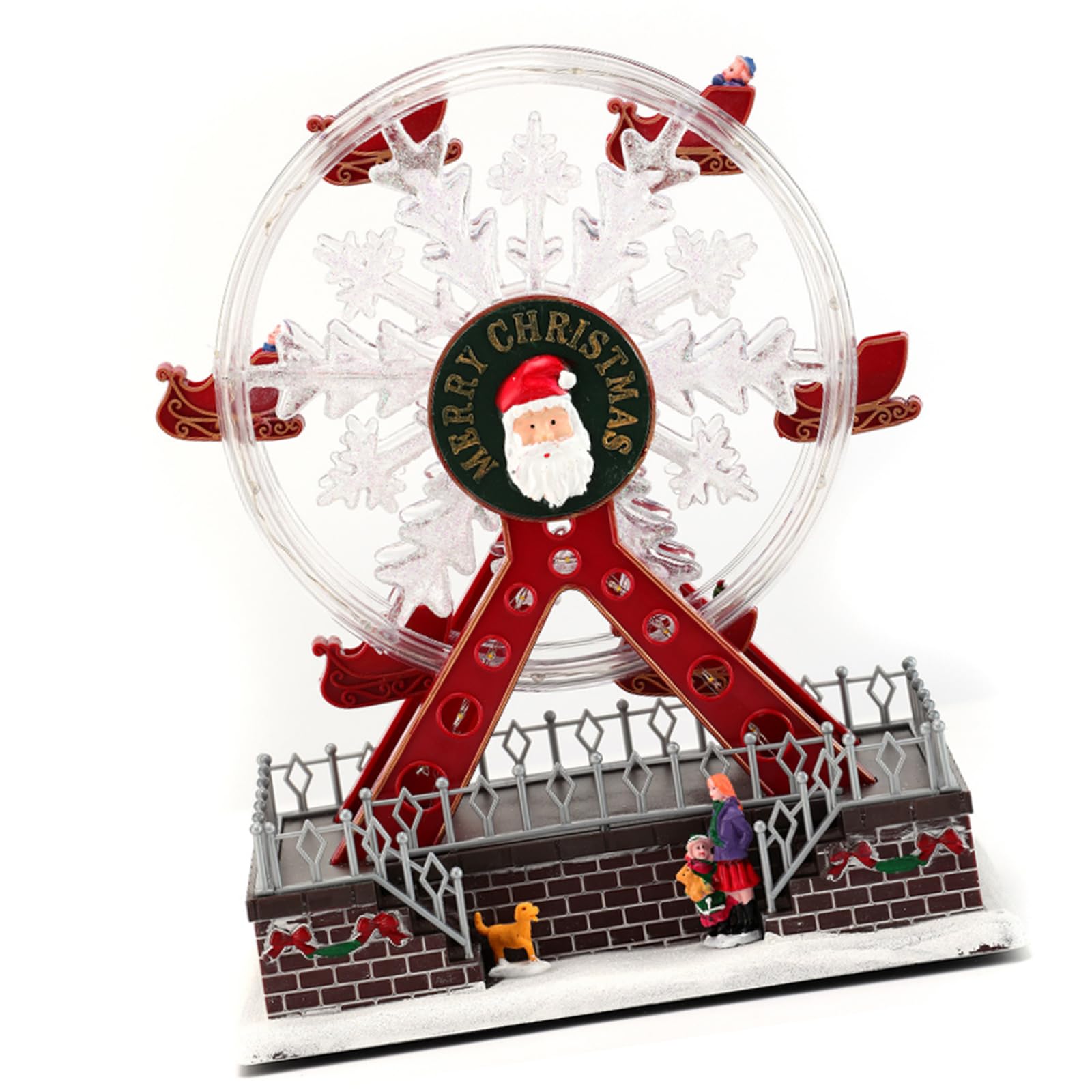 Jazuaiao Musical and Illuminated Christmas Ferriss Wheel Holiday Centerpieces Accessories Colorful LED Lights Tabletop Decoration LED Christmas Lights
