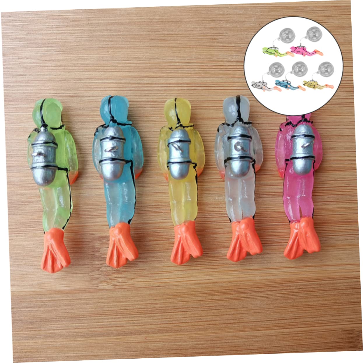 Alipis 15 Juegos Buzo resplandeciente Tanque pecera Peces Decoraciones de Acuario Figura Mini Buzo condujo Adornos Acuario Adorno Acuario decoración del Acuario Buzos flotantes Resina