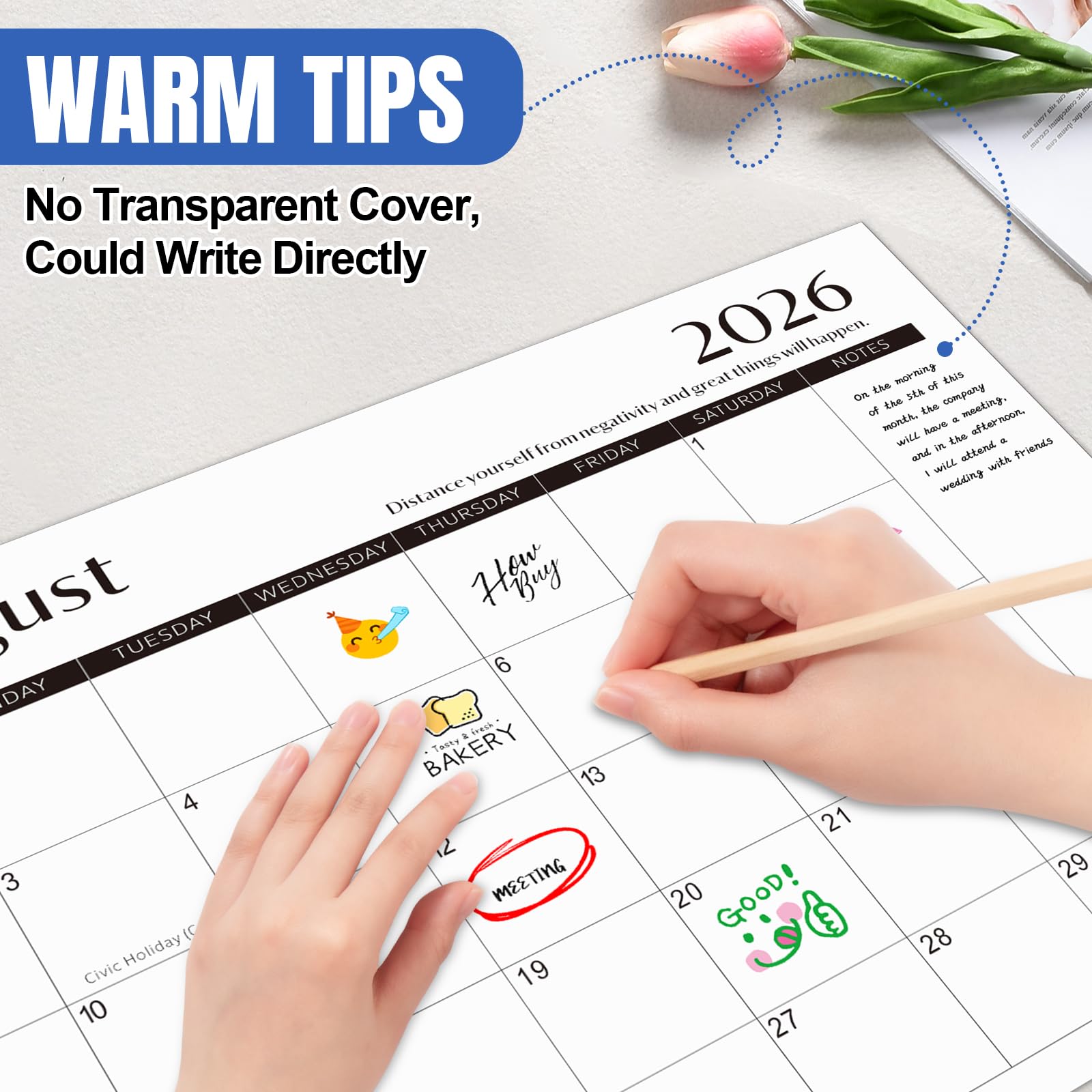 Gannyfer Calendario de escritorio grande 2024-2025 con alfombrilla de escritorio, calendario simplificado de 22 x 17 pulgadas, calendario de mesa de 18 meses de julio de 2024 a diciembre de 2025,