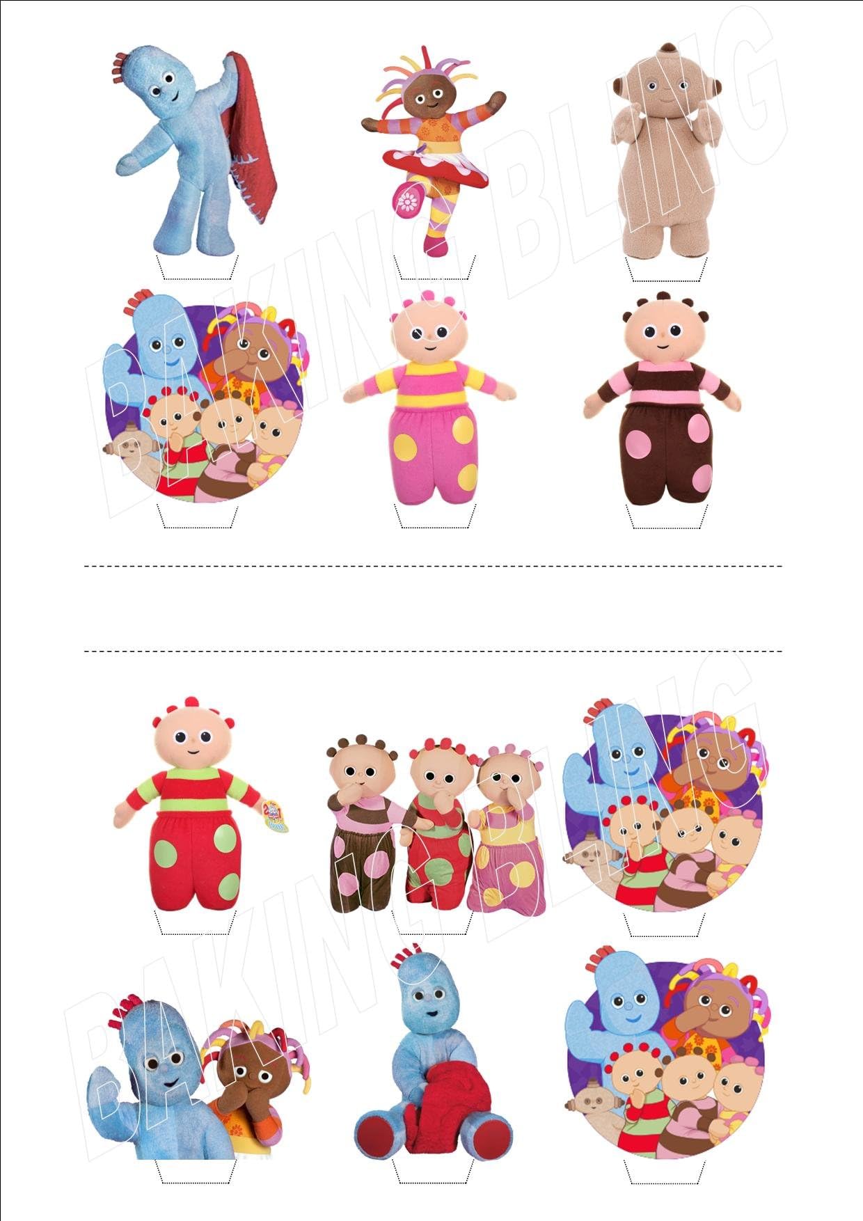 12 x in The Night Garden New - Fun Novelty Birthday Premium Stand UP - Edible Wafer Card Cake Toppers Decorations