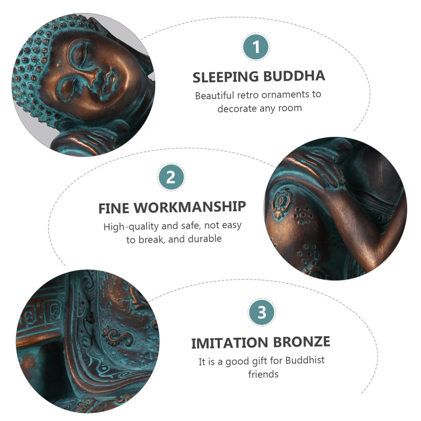 Statua Scultura Elegante in Resina Sintetica Buddha Decorativa Stile Moderno in Design Fashion per Tavolo o Scaffale per Arredamento Casa
