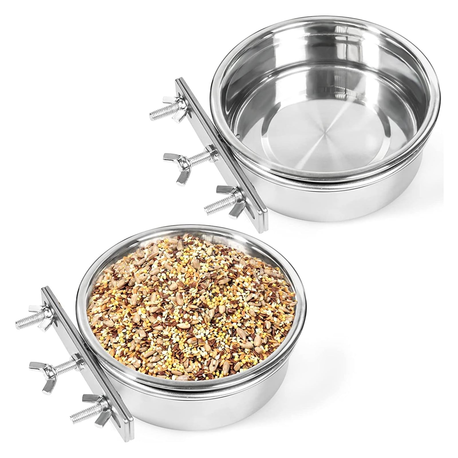 Hanging Stainless Steel Pet Bowl 14cm & 16cm for Dog Cat Cage