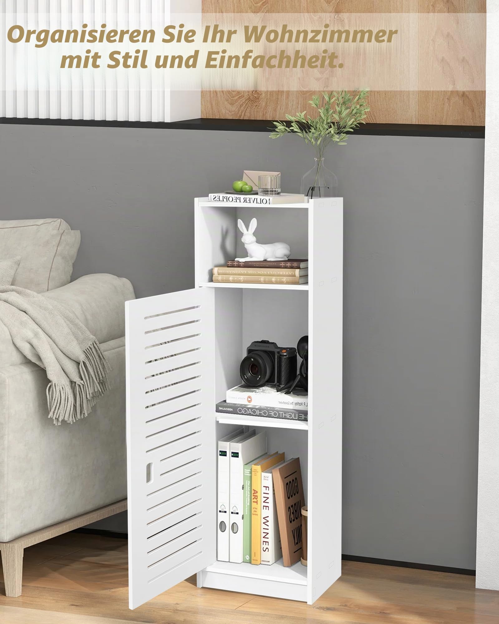 aimu wasserdichte Badezimmerschränke, Badezimmer Aufbewahrungseinheiten mit offenem Aufbewahrungsregal, freistehende Bodenschränke, Eck-Organizer für Schlafzimmer, Küche, Flur, 80x20x24 cm,weiß.