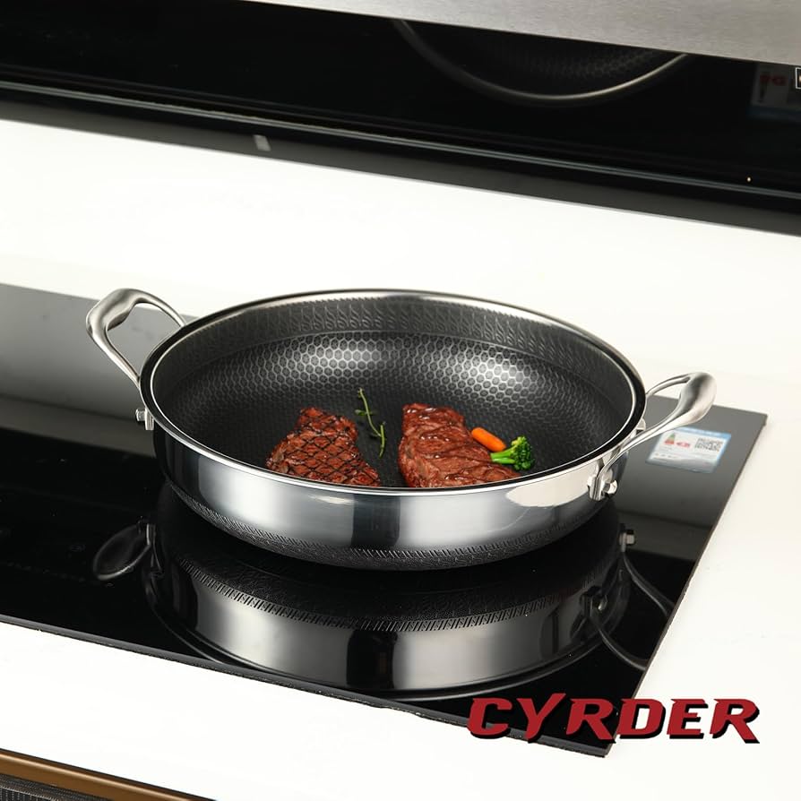 Amazon.com: Cyrder 316L Stainless Steel Frying Pan-12inch