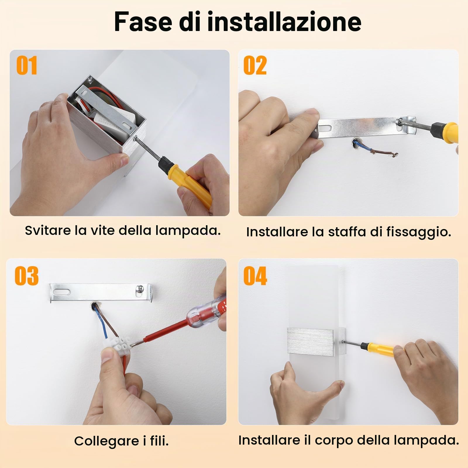 2 Pezzi Applique da Parete Interno LED 12W 4000K, Bianco Neutro | Moderno Lampada da Parete Interno, 1200 Lumen, Acrilico 1,5 cm, per Camera da Letto Corridoio Soggiorno Scala
