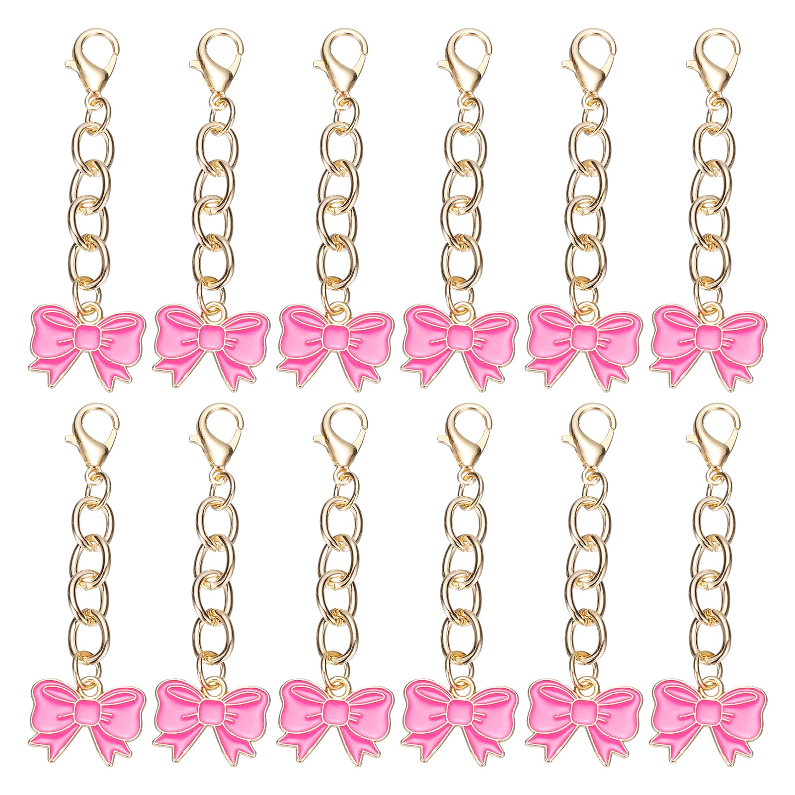 sourcing map 12Pcs Rose Red Bow Keychain Party Favors, Cute Birthday Party Bow Keychains Pearl Bowknot Key Chains for Purse Handbag Bachelorette Wedding Birthday Valentine's Day Gifts, Solid