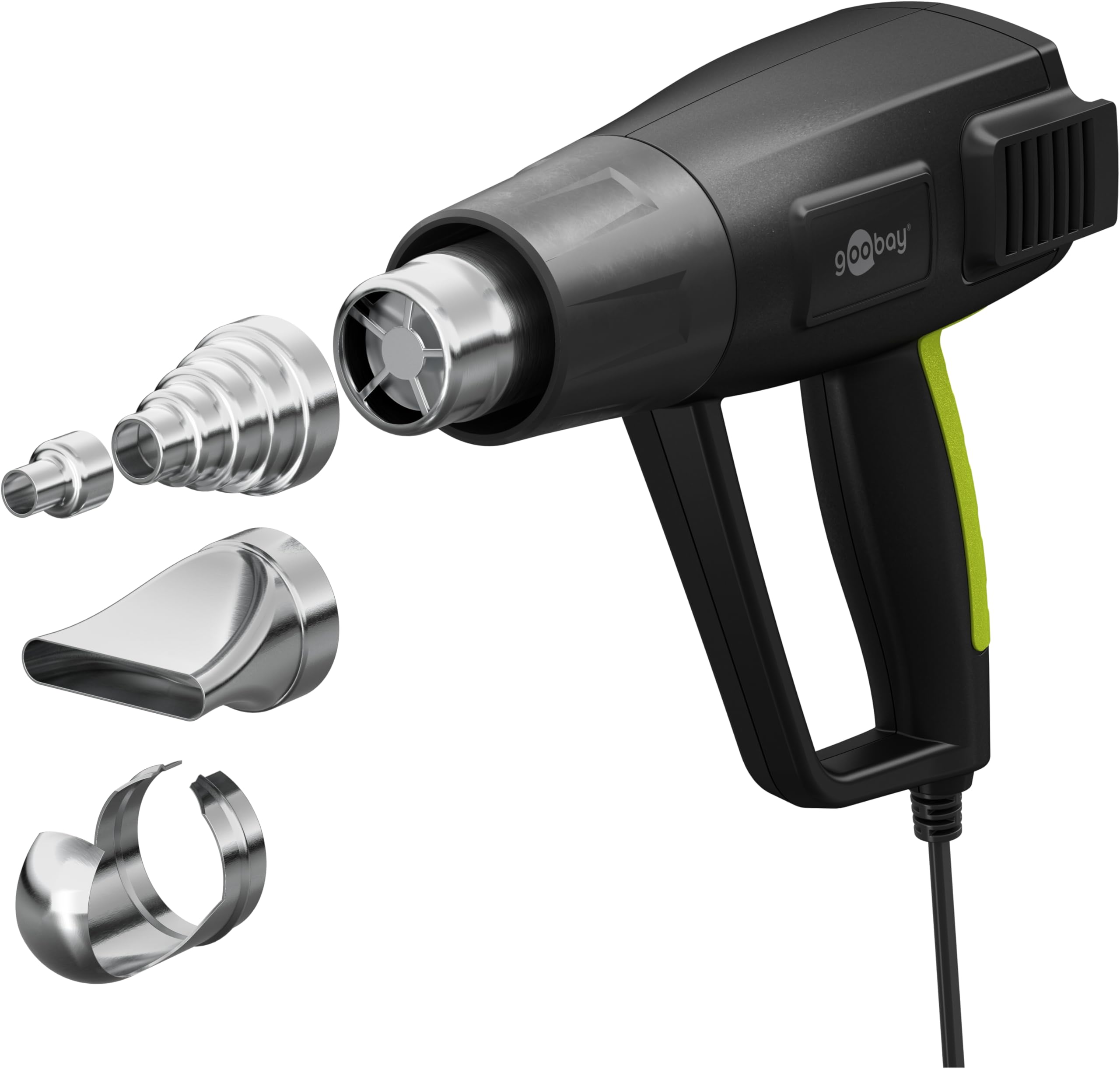GOOBAY Heißluftpistole Premium 1500 W – präzise Kraft, vielseitige Aufsätze