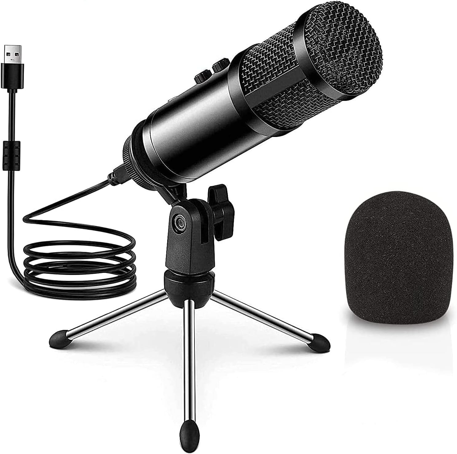 USB Microphone with Mic Gain Cardioid Condenser PC Computer Microphone