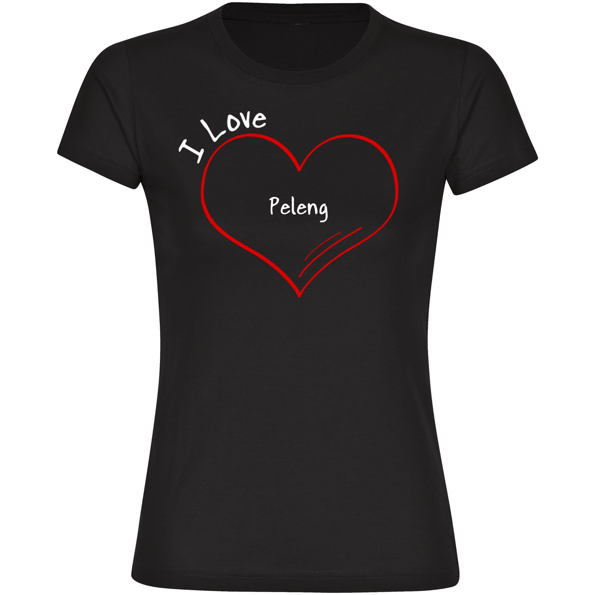 T-Shirt Short Sleeve Crew Neck Black Modern I Love Peleng Ladies Sizes S to 2XL
