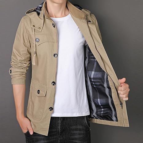 JEShifangjiusu Men'S Long Button Down Jacket Casual Winter