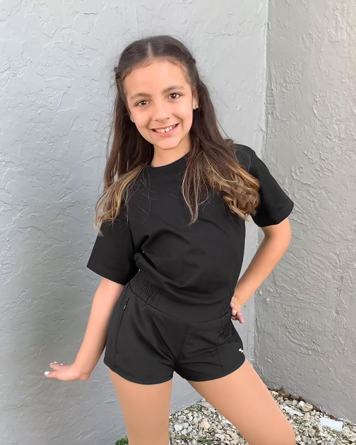 Stelle Girl's Athletic Shorts with Liner Zipper Pockets Elastic Waist Running Shorts Sports Active Shorts for Teen Kids - Image 3