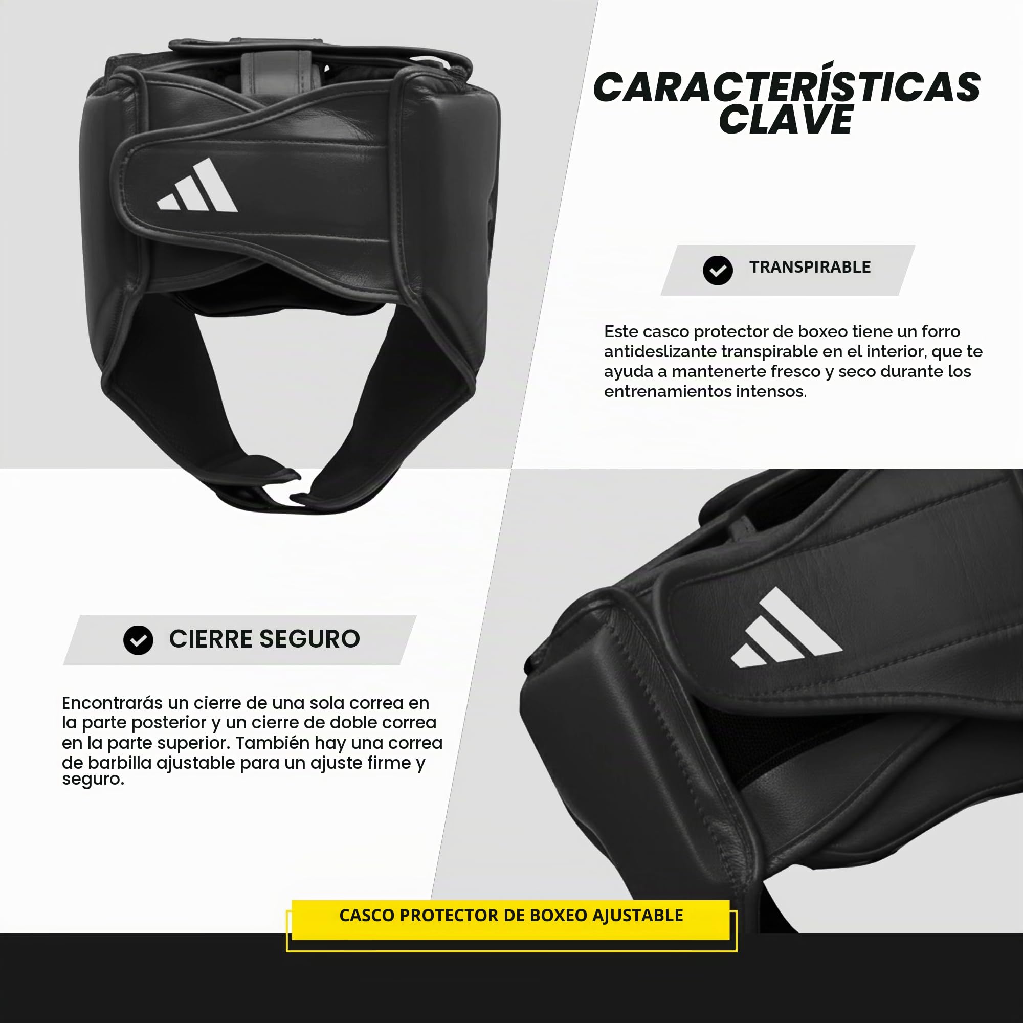 adidas Protector de Cabeza Hybrid 50 – Modelo básico para Boxeo y Otras Artes Marciales – Negro